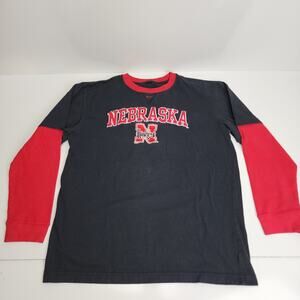 NCAA Nebraska Huskers Nike Brand Black & Red Long Sleeve Shirt Men's Size L